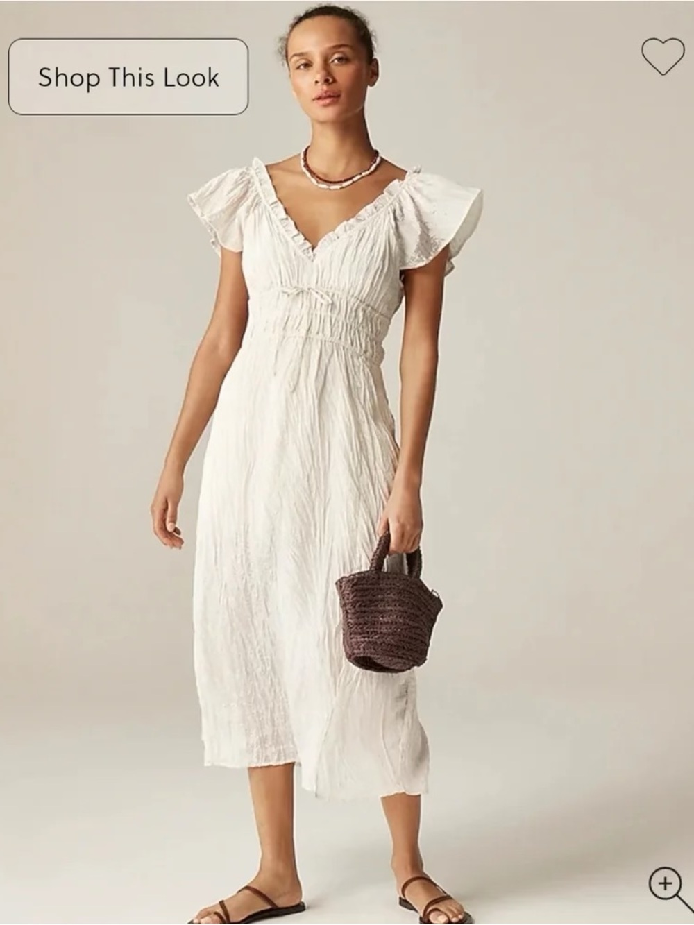 J.Crew Palermo Dress in Viscose-blend Crinkle - Cream -TS